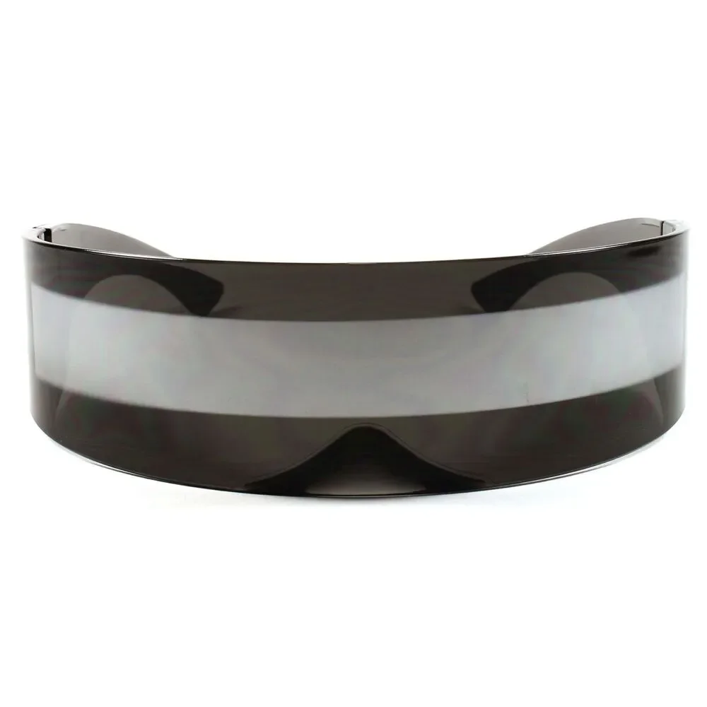 Futuristic Space Robot Costume Anime Cosplay Novelty Black Mirrored Sun Glasses